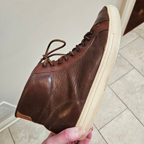 Frye Men's Walker Leather Hi-Top Sneakers, Brown, Sz 12 - Picture 13 of 16